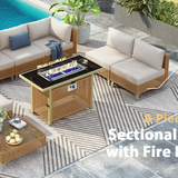 K&K 8-Piece Patio Furniture Set with Fire Pit Table