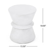 Outdoor Lightweight Concrete End Table With Hourglass Structure - Antique White