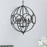 4 Light Metal Chandelier in Black Iron with Adjustable Chain
