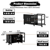 K&K 76.6' Outdoor Grill Cart with Storage Cabinet