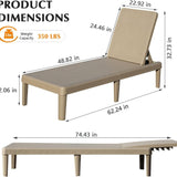 Pool Lounge Chairs Set of 2, Outdoor Lounge Chairs with 6 Positions Backrest Adjustable, Resin Waterproof Chaise Lounge Outdoor for Poolside Patio Garden Deck