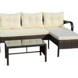Outdoor Patio Furniture 3-Piece Conversation Set (Beige Cushion)