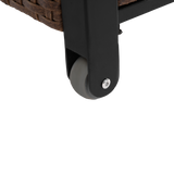 Outdoor Kitchen Wicker Island Rolling Cart & Storage Cabinet Brown