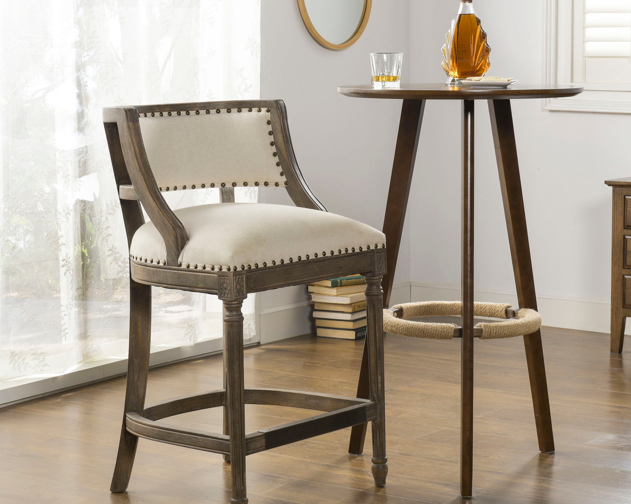 Paris - Farmhouse Counter Height Bar Stool With Backrest