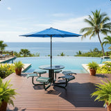 Solar LED Patio Umbrella With Crank Lift And Tilt, 8 Ribs, UV Resistant Canopy For Pool, Backyard & Patio (Without Base) - Blue