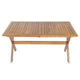 60-76" Acacia Wood Outdoor Dining Table, Telescopic, Teak Finish