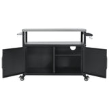 K&K 54.5" Outdoor Kitchen Island with Stainless Steel Tabletop