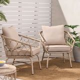 Bruce Outdoor Club Chair Set with Water Resistant Cushions