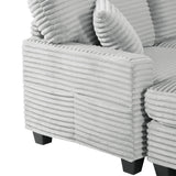 Upholstered U-Shaped Sectional Sofa with Movable Ottoman and Storage Pockets - Multiple Colors