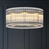 37-Inch Modern Black Round 8-Light Crystal Chandelier