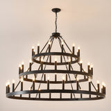 39.37 Inch 3-Tiers Wagon Wheel Chandelier