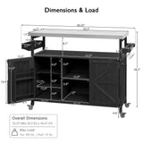 K&K Outdoor Kitchen Island with Rolling Bar Cart and Storage Cabinet