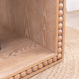 Rustic Beaded Edge Coffee Table – 47.6' Rectangular Center Table with Open Storage Shelf, Natural Finish, Modern Farmhouse Style