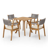 Outdoor Rustic Patio Acacia Bistro Set With Cushions