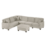 Upholstered U-Shaped Sectional Sofa with Movable Ottoman and Storage Pockets - Multiple Colors