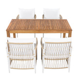 TOPMAX Patio 5pcs Wooden Dining Table Set