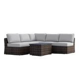 Wicker Sectional Sofa with Cushions and Table - Gray