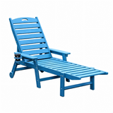 HDPE Chaise Lounge Chair Outdoor, Pool Lounge Chairs with 4-Position Adjustable Backrest, Supports Up to 360 LBS for Patio Poolside Deck Beach Backyard (blue)