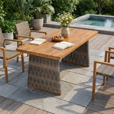 Outdoor Acacia Wood Dining Table with Teak Finish