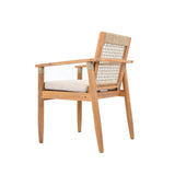 Outdoor Dining Chairs Set of 2 with Acacia Wood and Rope Design