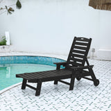 Outdoor Lounge Chair with Wood Texture and Adjustable Backrest