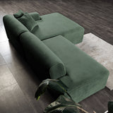 Mar Green Velvet Sectional Sofa with Mid-Century Design - Green