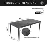 Outdoor Modern Patio Dining Table, Post Tapered Legs, Weatherproof & Rust Free