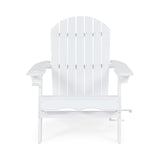 Zenithia Outdoor Foldable Adirondack Chair with 2 Cup Holders, White