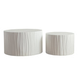 Nesting Coffee Table Set of 2 Round Wooden Tables