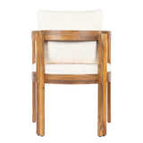 7 Pieces Acacia Wood Outdoor Dining Set with Cream Cushions