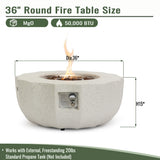 36" Propane Gas Fire Pit Table in Beige Concrete