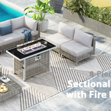 K&K Patio 8-Piece Patio Furniture Set with 43" Fire Pit Table