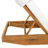Modern Acacia Wood Outdoor Chaise Lounge
