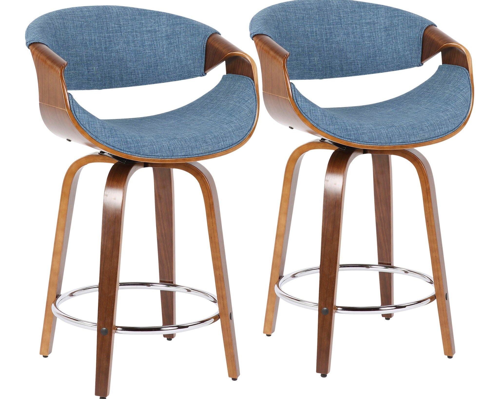 Curvini - Mid Century Modern Counter Stool (Set of 2)
