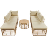 7 Pieces Outdoor Patio Furniture, All-Weather Rattan Sectional Sofa Set