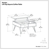 Hunter - Square Lift Top Coffee Table - Walnut