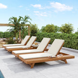 Lounge Chaise Set, Acacia Wood with Water-Resistant Cushions