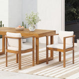 Outdoor Dining Chair Set of 2 with Curved Acacia Wood Arms