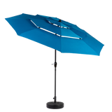 Aluminium 10ft 3 Tier Auto-tilt Outdoor Patio Umbrella - Dark Blue