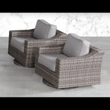 Swivel Patio Chair With Luxurious Cushions (Set of 2) - Gray Mix