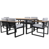 7 Pieces Outdoor Dining Set Patio Dining Table And Chair Set With And Removable Cushions For Patio