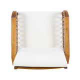 Outdoor Acacia Wood Club Chair with Handwoven Rope, Teak Finish