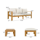 Outdoor 3pcs Acacia Sectional Patio Sofa Set