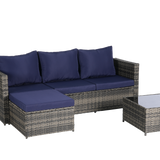 2 Pieces Patio Furniture Set, Outdoor Woven Sectional L-Shaped Patio Furniture