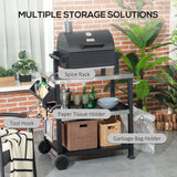 Outsunny Three-Shelf Outdoor Grill Cart with Stainless Steel Tabletop