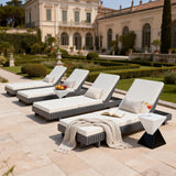 Dark Acacia Wood Chaise Lounge