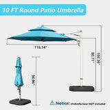 Round Cantilever Umbrella with Center Pole, Lake