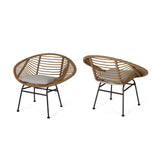 Cordella - Outdoor Woven Wicker Chairs With Cushions, Set of 2