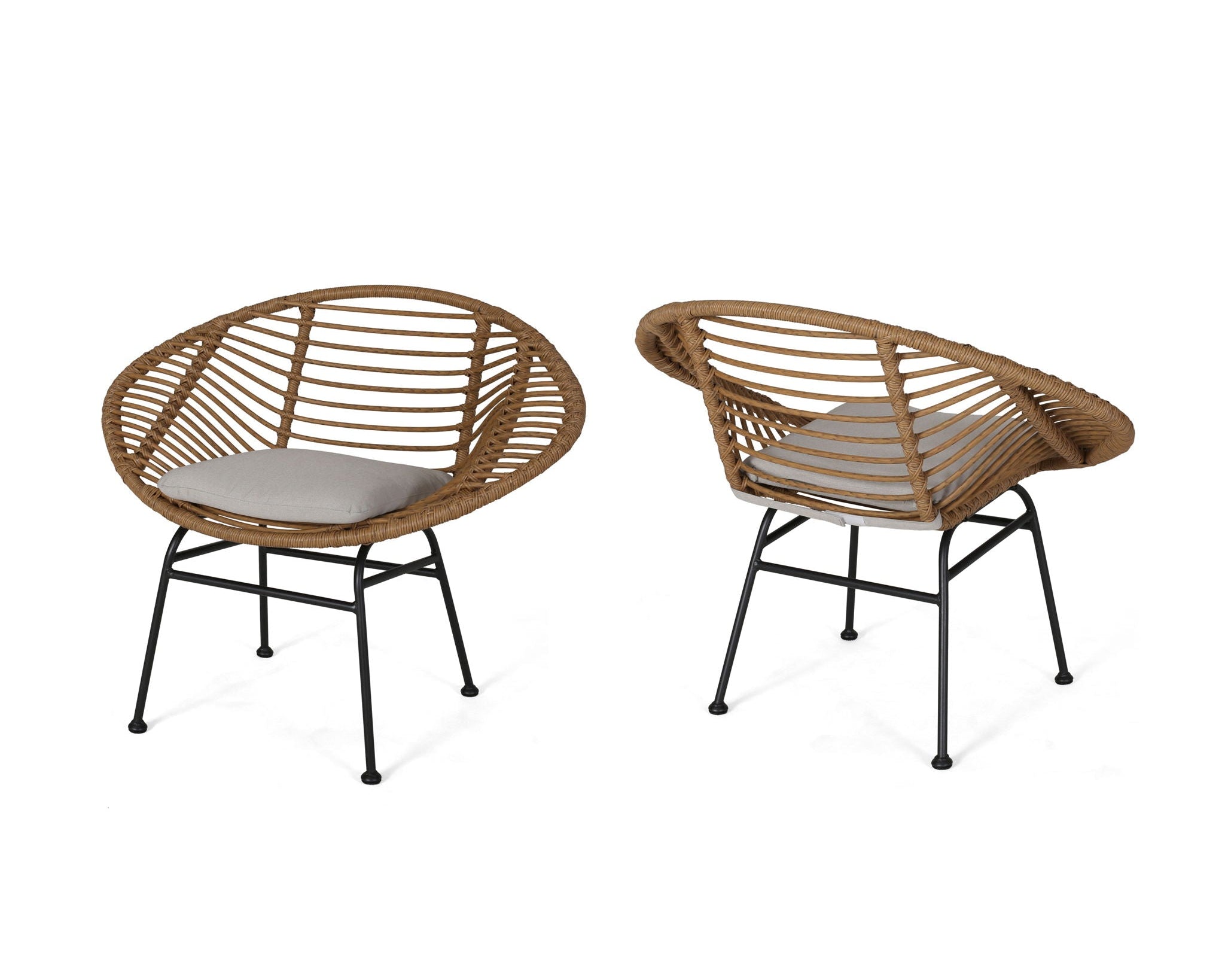 Cordella Outdoor Woven Wicker Chairs with Cushions, Set of 2