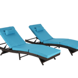 Outdoor Wicker Chaise Reclining Chair Set of 2
